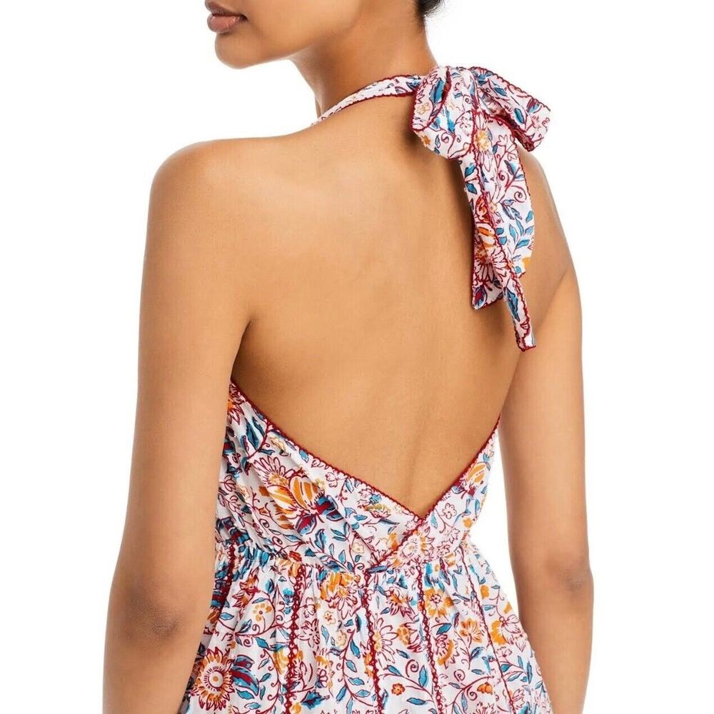 Poupette St Barth Carine Maxi Dress S Floral Halter Tiered Pockets Cottagecore - Picture 4 of 16